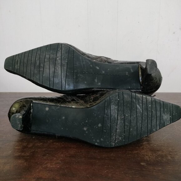 STUART WEITZMAN 7.5M Croc Patent Leather Ankle Booties Pointed Toe Kitten Heels - Picture 11 of 12